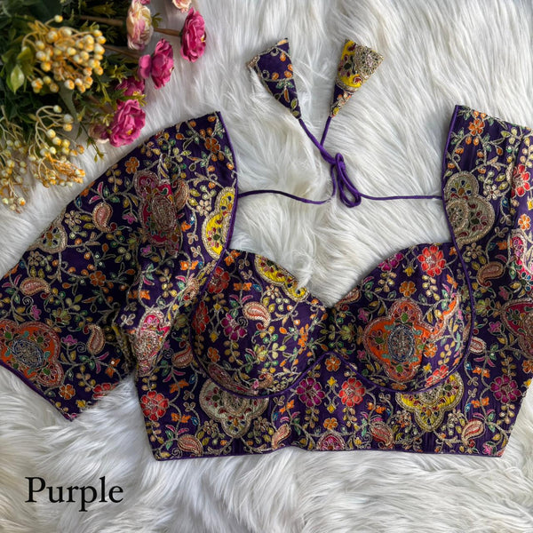 NEW KOLKATTA STYLE POSITION PRINT WITH CODDING SEQUENCE WORK BLOUSE