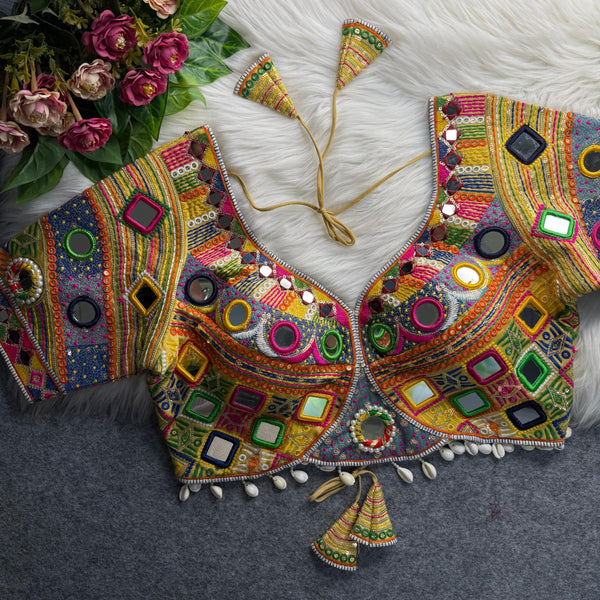 New Traditional Navratri Spl. Real Multi Mirror Work Blouse