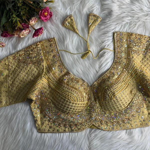 SABYASACHI INSPIRED BRIDAL BLOUSE BEAUTIFUL HEAVY STARS & RAINBOW WORK